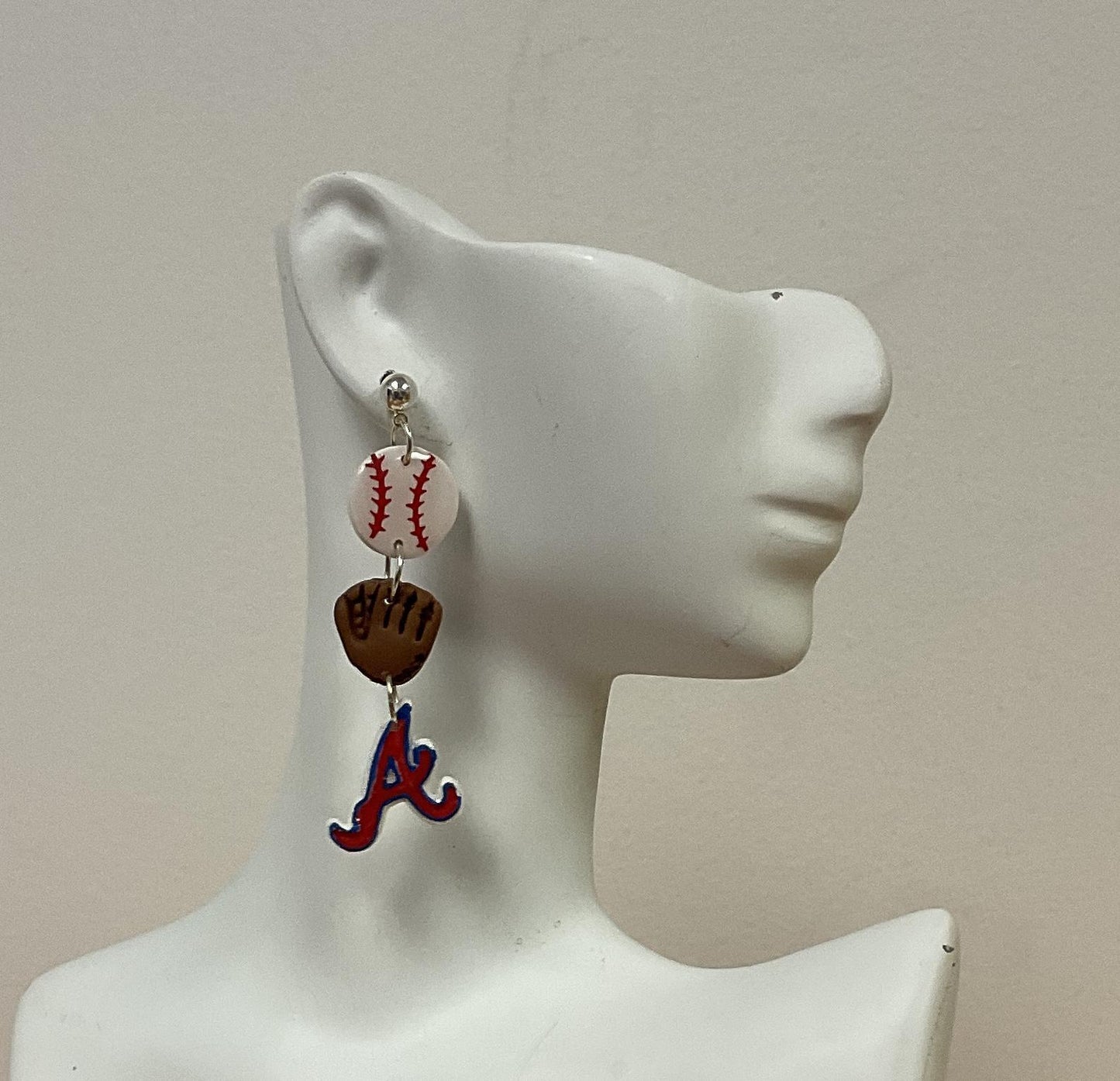 Georgia Clay Co. Atlanta Braves Trio Earrings