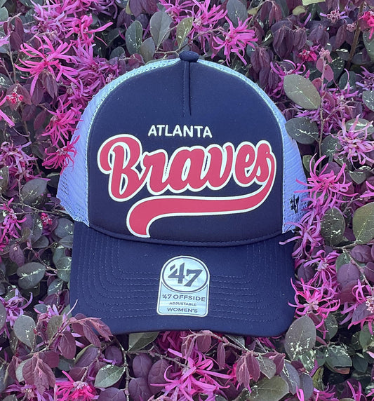 '47 Brand Atlanta Braves Womens Offside Navy Foam Script Adjustable Hat