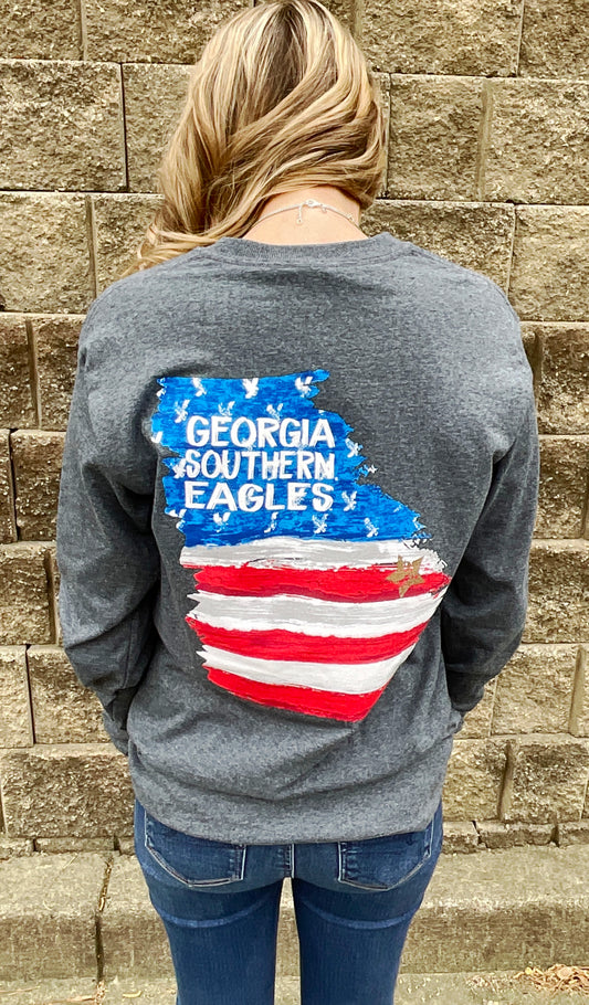 Gildan Georgia Southern Patriotic Womens Long Sleeve Shirt