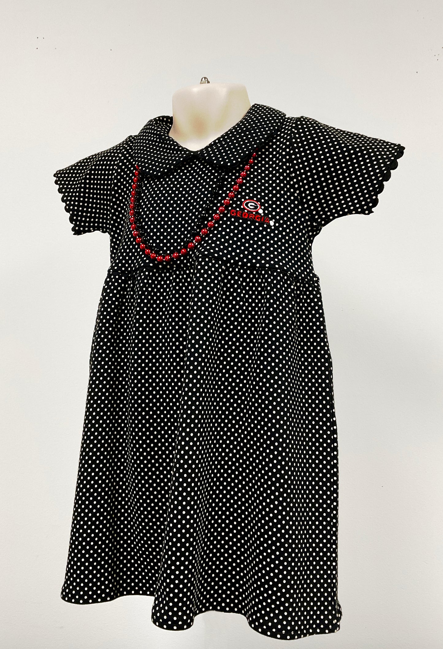 2FeetAhead UGA Black Polk-A-Dot Girls Toddler Dress
